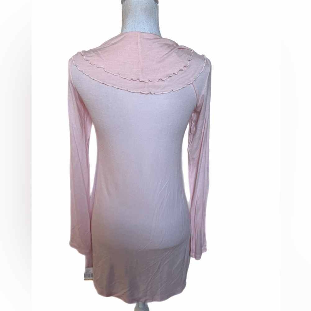 Fever NWT Women’s Open Front Pink Tunic Size Small Long Sleeve Ruffled Front - Picture 5 of 9